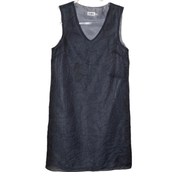 Zara Dresses & Skirts - Zara Gray Crinkle Look with Shimmer Size M